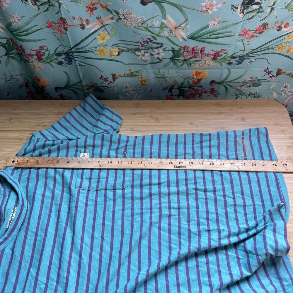 Nautica Jeans Co Mens Striped Crewneck T-Shirt Dusty Turquoise Purple K45510 S